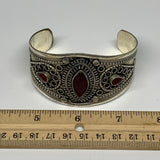33.3g, 1.6" Red Carnelian Turkmen Cuff Bracelet Tribal Small Marquise, B13447
