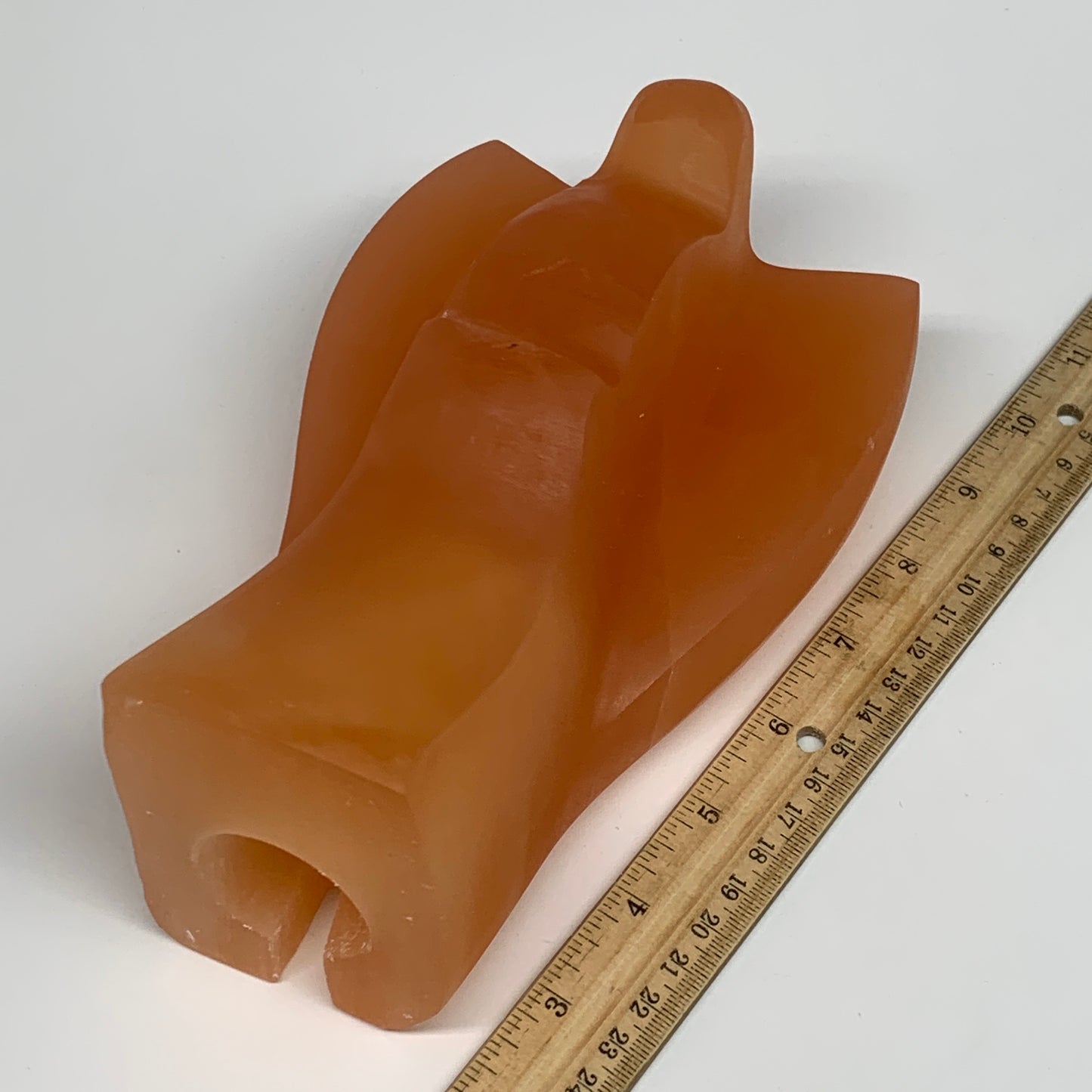 2020g, 7.5"x4.7"x3.2" Orange Selenite (Satin Spar) Angel Lamps @Morocco,B9431