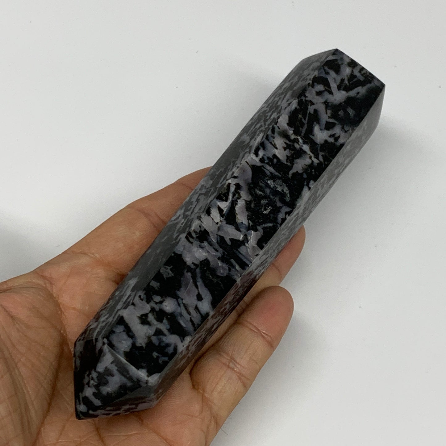 293g, 6.2" x 1.3" x 1.3" Indigo Gabro Merlinite Point Tower @Madagascar,B18352