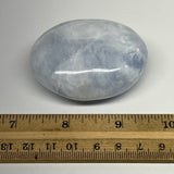 111g, 2.4"x1.9"x1" Blue Calcite Small Palm-Stone Tumbled @Madagascar, B20726