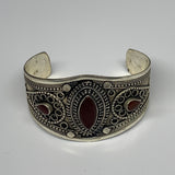 33.2g, 1.6" Red Carnelian Turkmen Cuff Bracelet Tribal Small Marquise, B13448