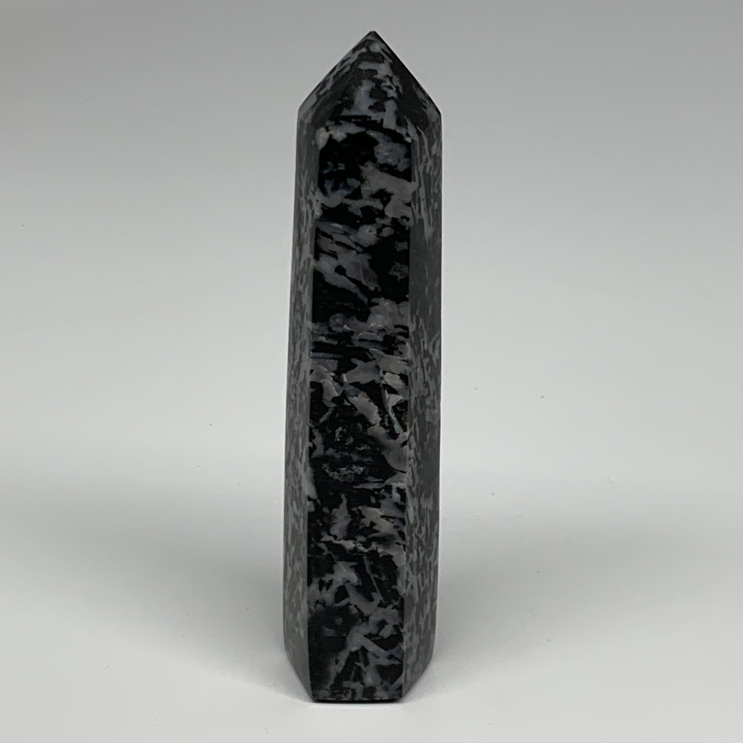 293g, 6.2" x 1.3" x 1.3" Indigo Gabro Merlinite Point Tower @Madagascar,B18352
