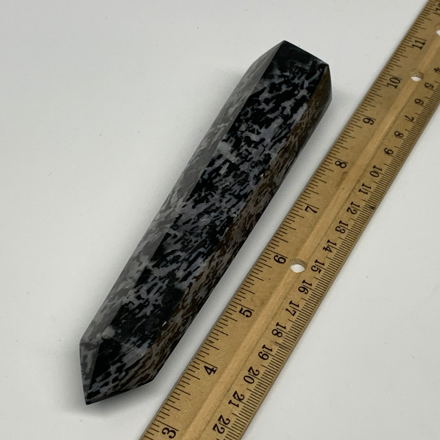 293g, 6.2" x 1.3" x 1.3" Indigo Gabro Merlinite Point Tower @Madagascar,B18352