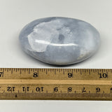 99.9g, 2.5"x1.6"x1" Blue Calcite Small Palm-Stone Tumbled @Madagascar, B20727