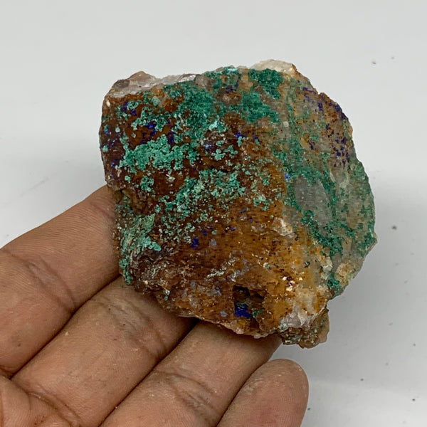 103.8g, 2.1"x2"x1.3", Rough Azurite Malachite Mineral Specimen @Morocco, B11089