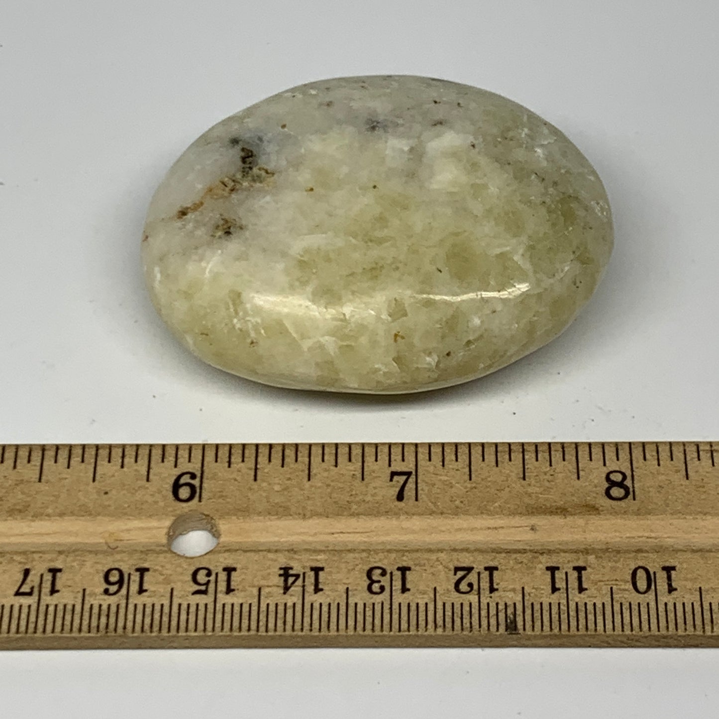 99.3g, 2.3"x1.8"x0.9", Natural Yellow Calcite Palm-Stone Crystal Polished Reiki,