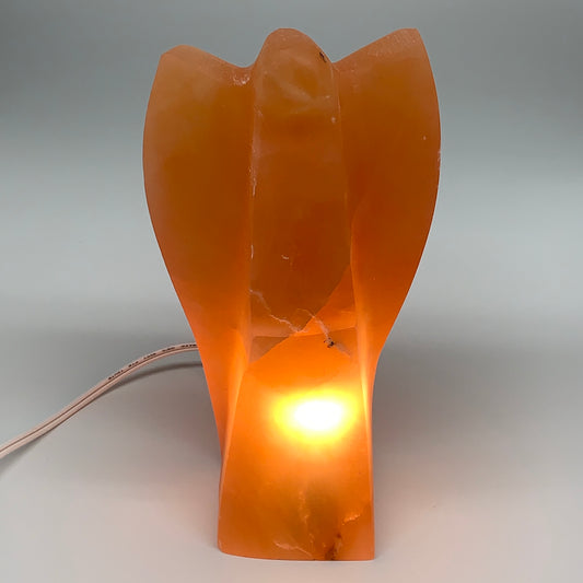 1792g, 8.25"x4.2"x2.8" Orange Selenite (Satin Spar) Angel Lamps @Morocco,B9434