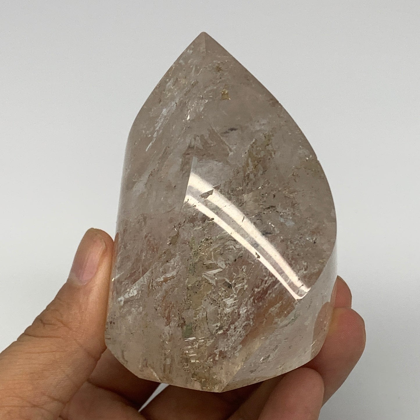 337.8g, 3.2"x2.2"x2.1", Natural Smoky Quartz Flame Polished Crystal @Brazil, B19