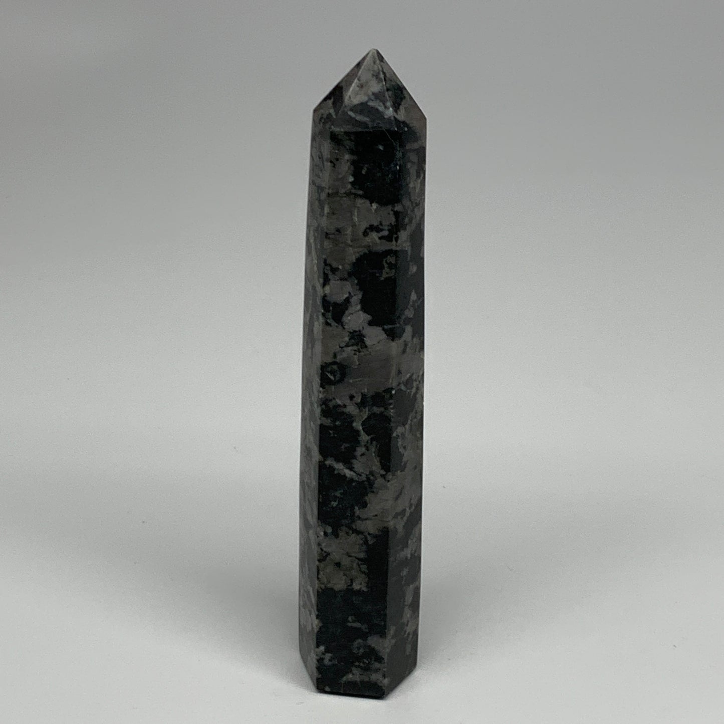 304.7g, 7.3" x 1.3" x 1.1" Indigo Gabro Merlinite Point Tower @Madagascar,B18354