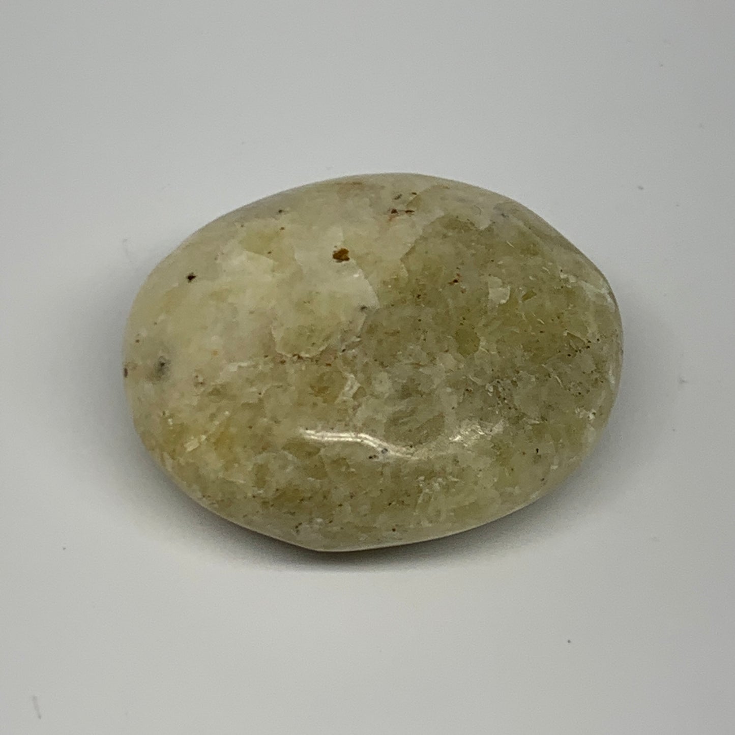 75.8g, 2"x1.7"x0.9", Natural Yellow Calcite Palm-Stone Crystal Polished Reiki, B