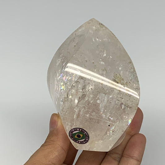 478.3g, 3.6"x3"x2.3", Natural Quartz Flame Polished Crystal @Brazil, B19145