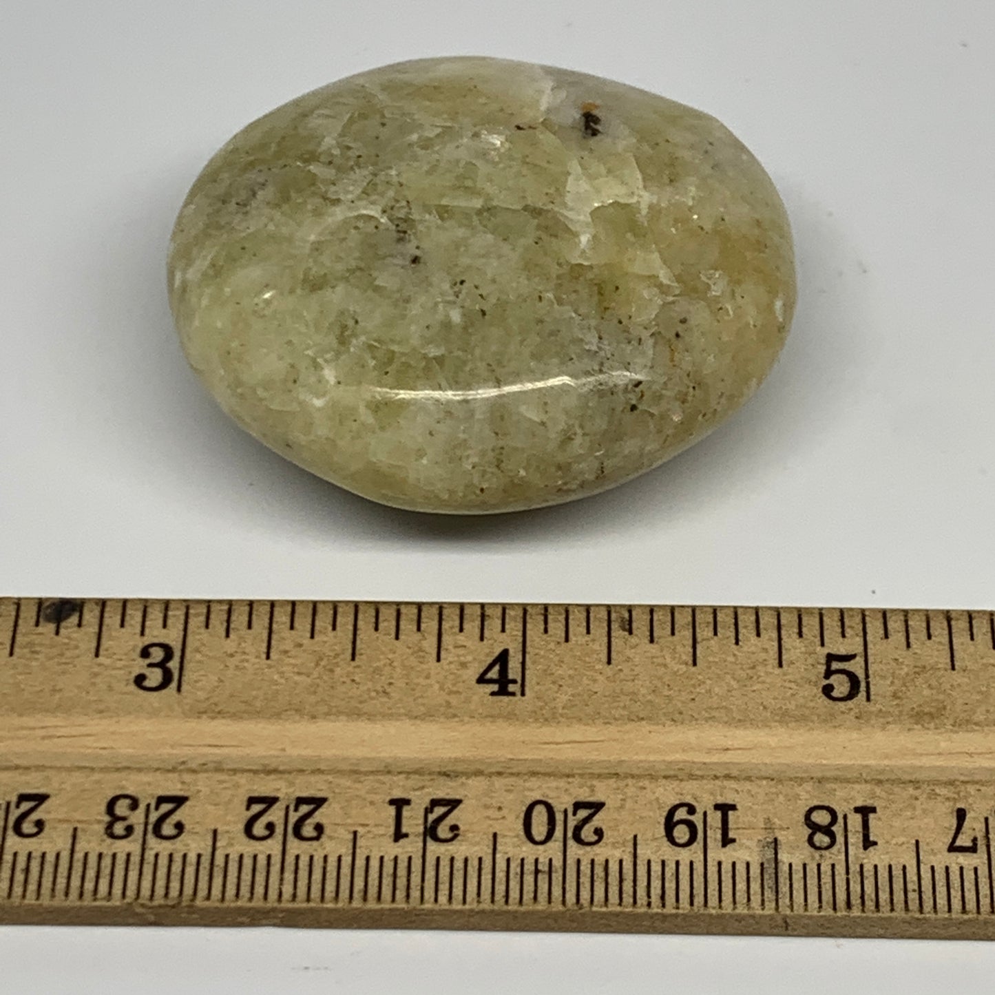 75.8g, 2"x1.7"x0.9", Natural Yellow Calcite Palm-Stone Crystal Polished Reiki, B