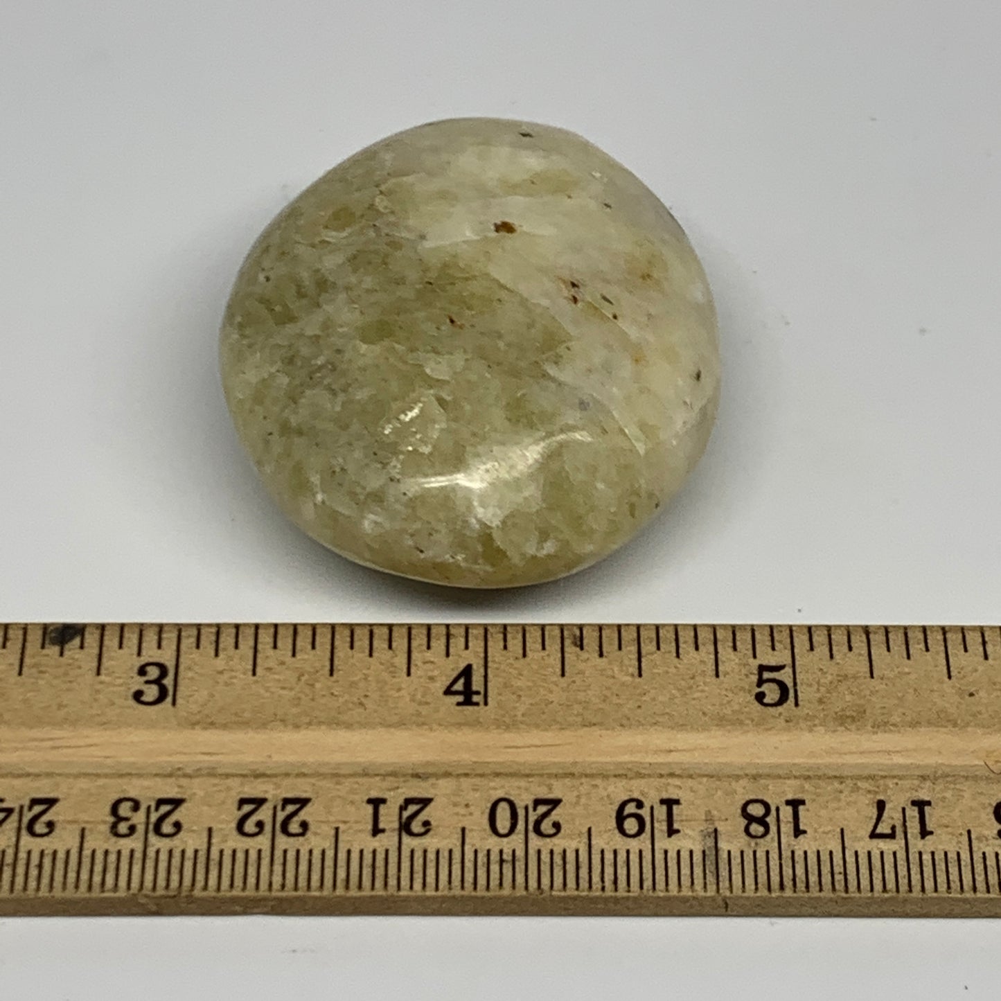 75.8g, 2"x1.7"x0.9", Natural Yellow Calcite Palm-Stone Crystal Polished Reiki, B