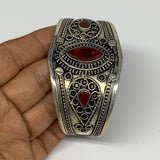 33.8g, 1.6" Red Carnelian Turkmen Cuff Bracelet Tribal Small Marquise, B13452