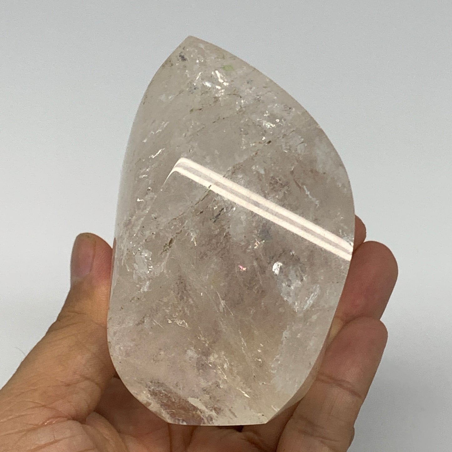 478.3g, 3.6"x3"x2.3", Natural Quartz Flame Polished Crystal @Brazil, B19145