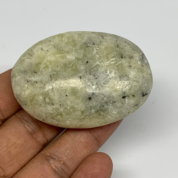 74.6g, 2.2"x1.6"x0.8", Natural Yellow Calcite Palm-Stone Crystal Polished Reiki,