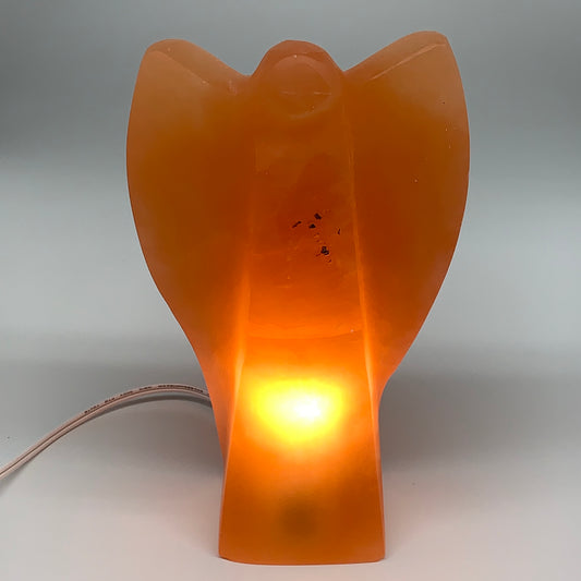 2084g, 8.25"x5"x2.6" Orange Selenite (Satin Spar) Angel Lamps @Morocco,B9436