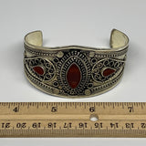 33.8g, 1.6" Red Carnelian Turkmen Cuff Bracelet Tribal Small Marquise, B13452