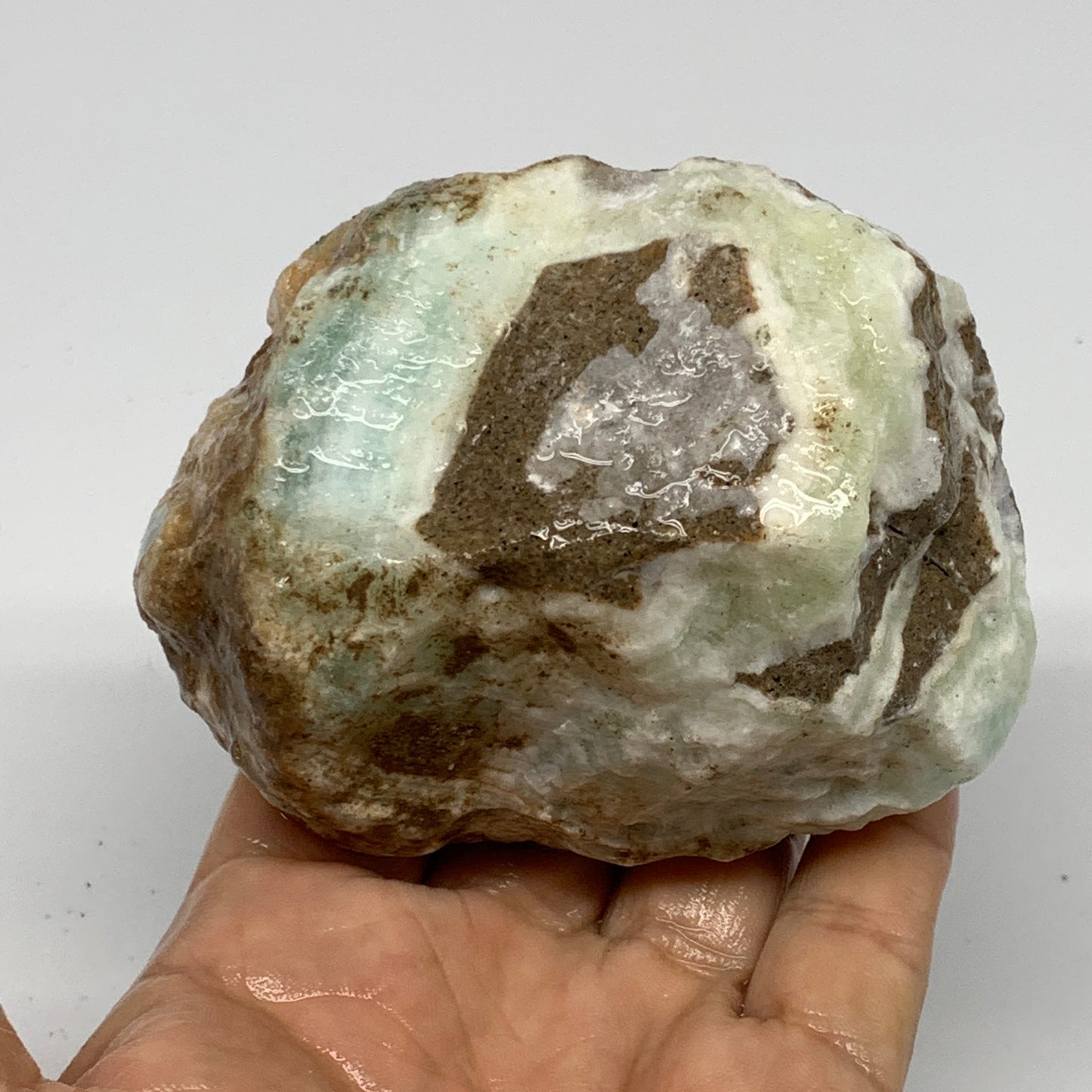 518g, 3.6"x2.7"x2.4", Rough Pistachio Calcite Chunk Mineral @Afghanistan, B24601