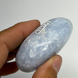 88.7g, 2.2"x1.6"x1" Blue Calcite Small Palm-Stone Tumbled @Madagascar, B20731