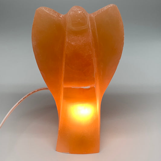 1858g, 8"x4.7"x3" Orange Selenite (Satin Spar) Angel Lamps @Morocco,B9437