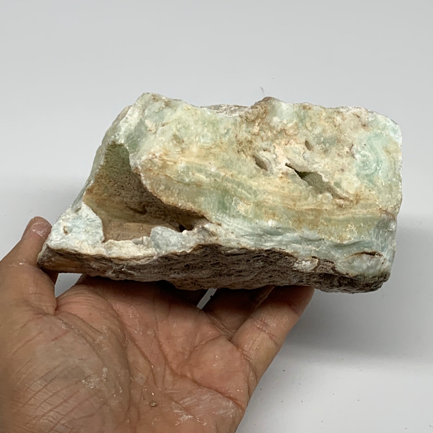920g, 5.2"x2.7"x2.7", Rough Pistachio Calcite Chunk Mineral @Afghanistan, B24602