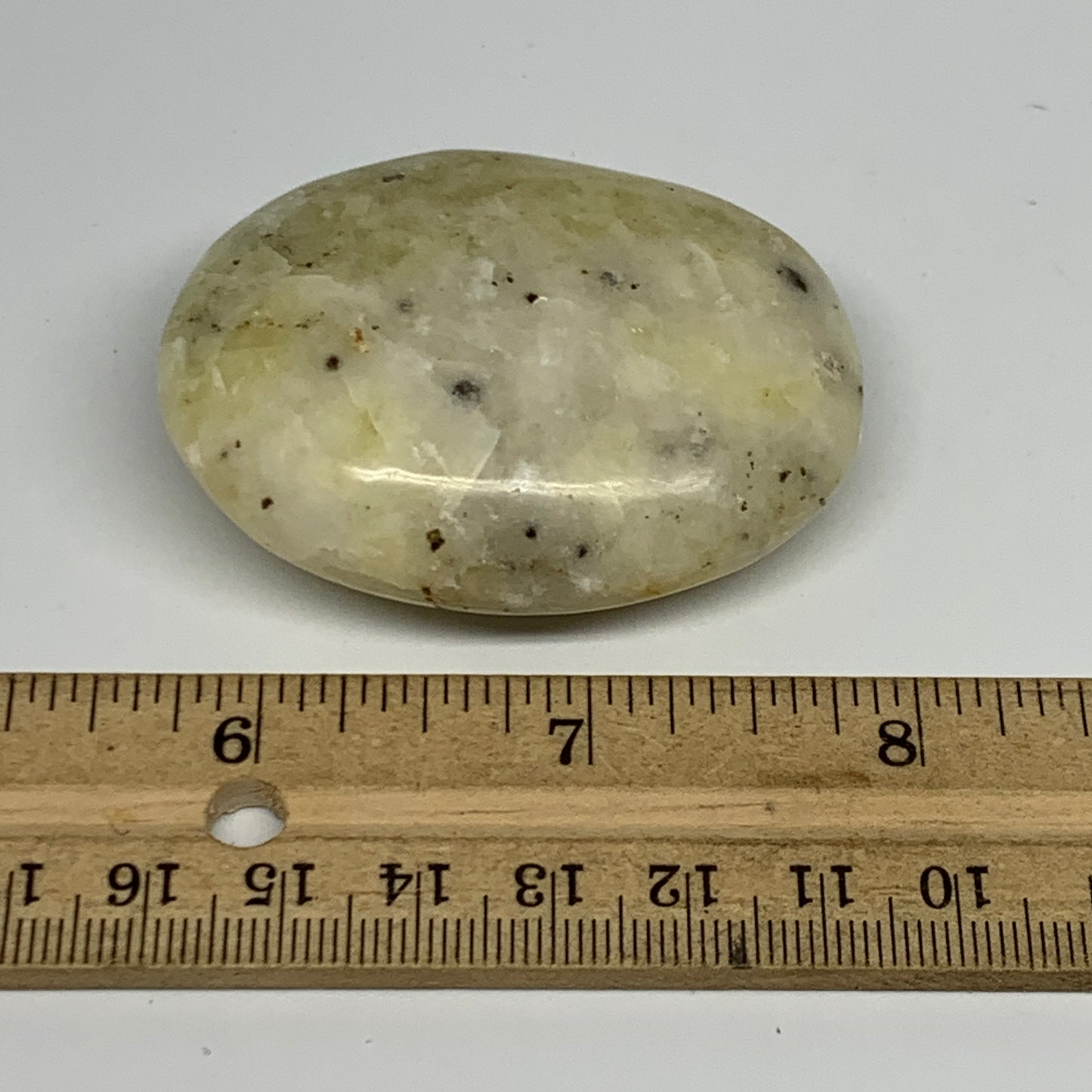80.1g, 2.2"x1.7"x0.9", Natural Yellow Calcite Palm-Stone Crystal Polished Reiki,