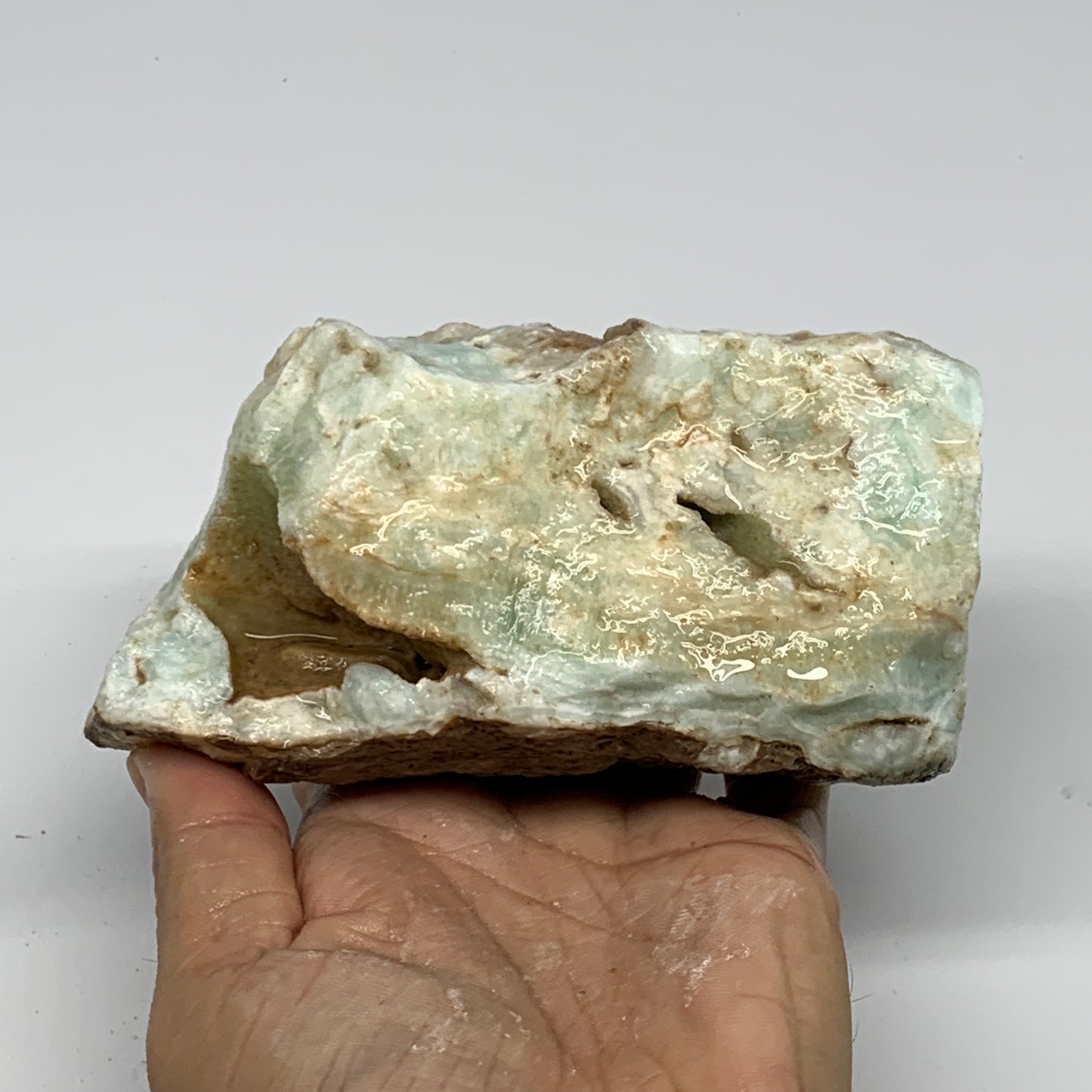 920g, 5.2"x2.7"x2.7", Rough Pistachio Calcite Chunk Mineral @Afghanistan, B24602