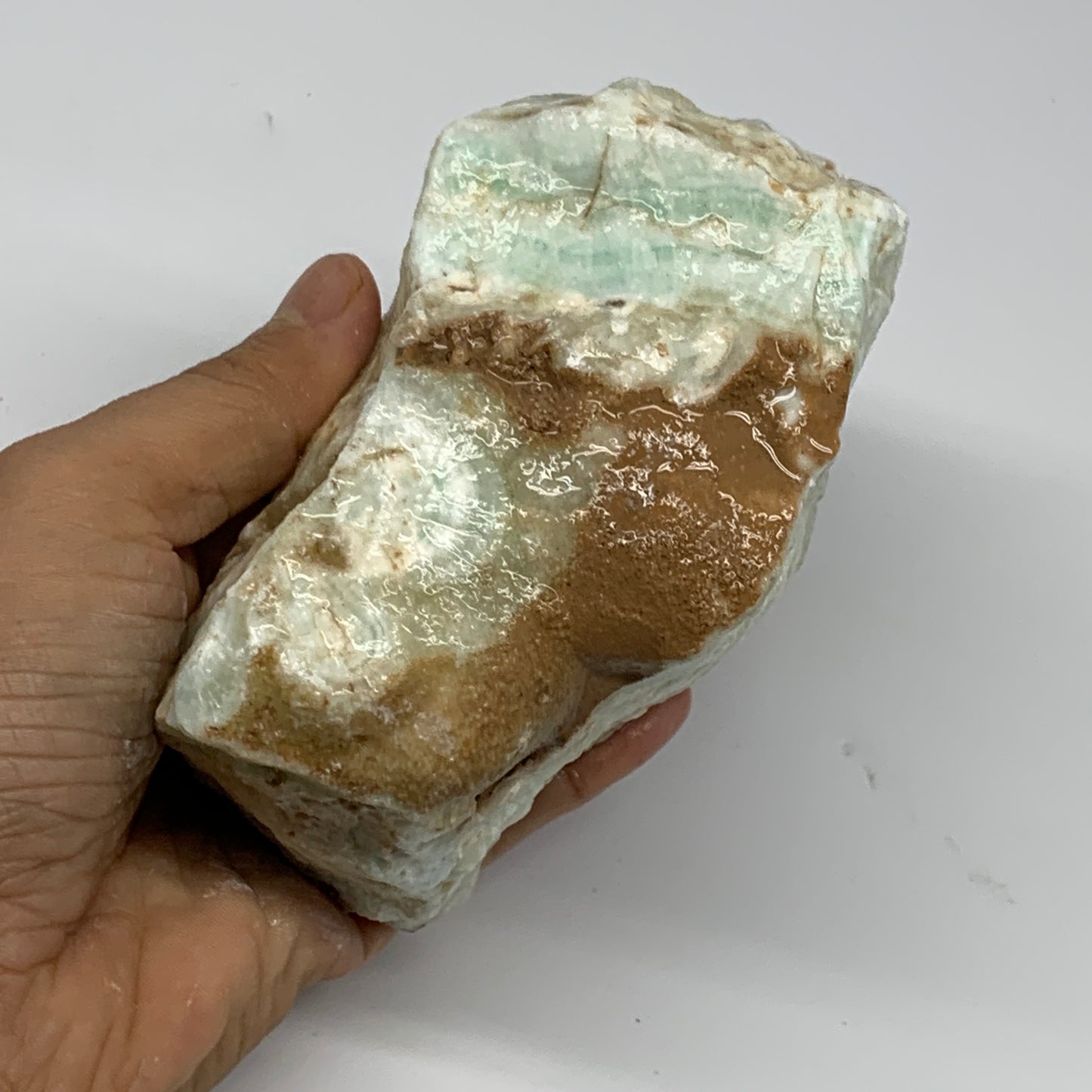 920g, 5.2"x2.7"x2.7", Rough Pistachio Calcite Chunk Mineral @Afghanistan, B24602