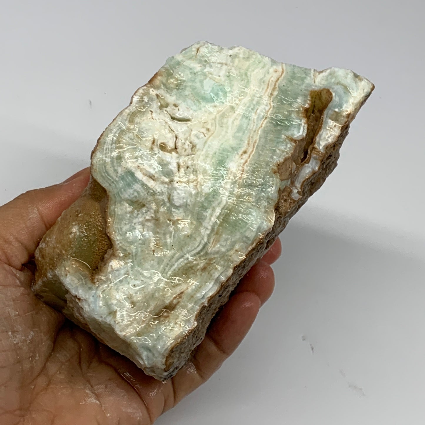 920g, 5.2"x2.7"x2.7", Rough Pistachio Calcite Chunk Mineral @Afghanistan, B24602