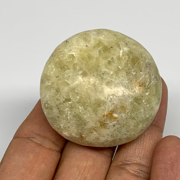 71.6g, 1.8"x1.8"x0.9", Natural Yellow Calcite Palm-Stone Crystal Polished Reiki,