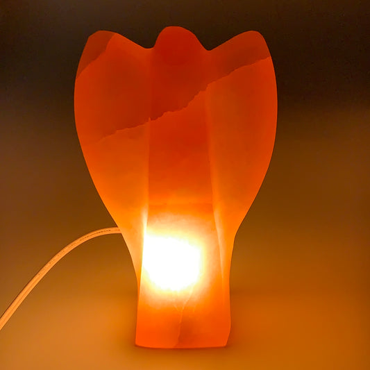 1756g, 8"x4.8"x2.5" Orange Selenite (Satin Spar) Angel Lamps @Morocco,B9438