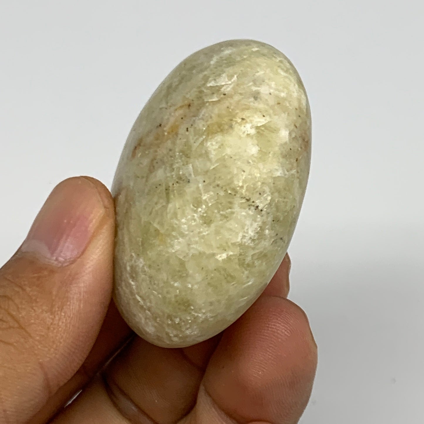71.6g, 1.8"x1.8"x0.9", Natural Yellow Calcite Palm-Stone Crystal Polished Reiki,
