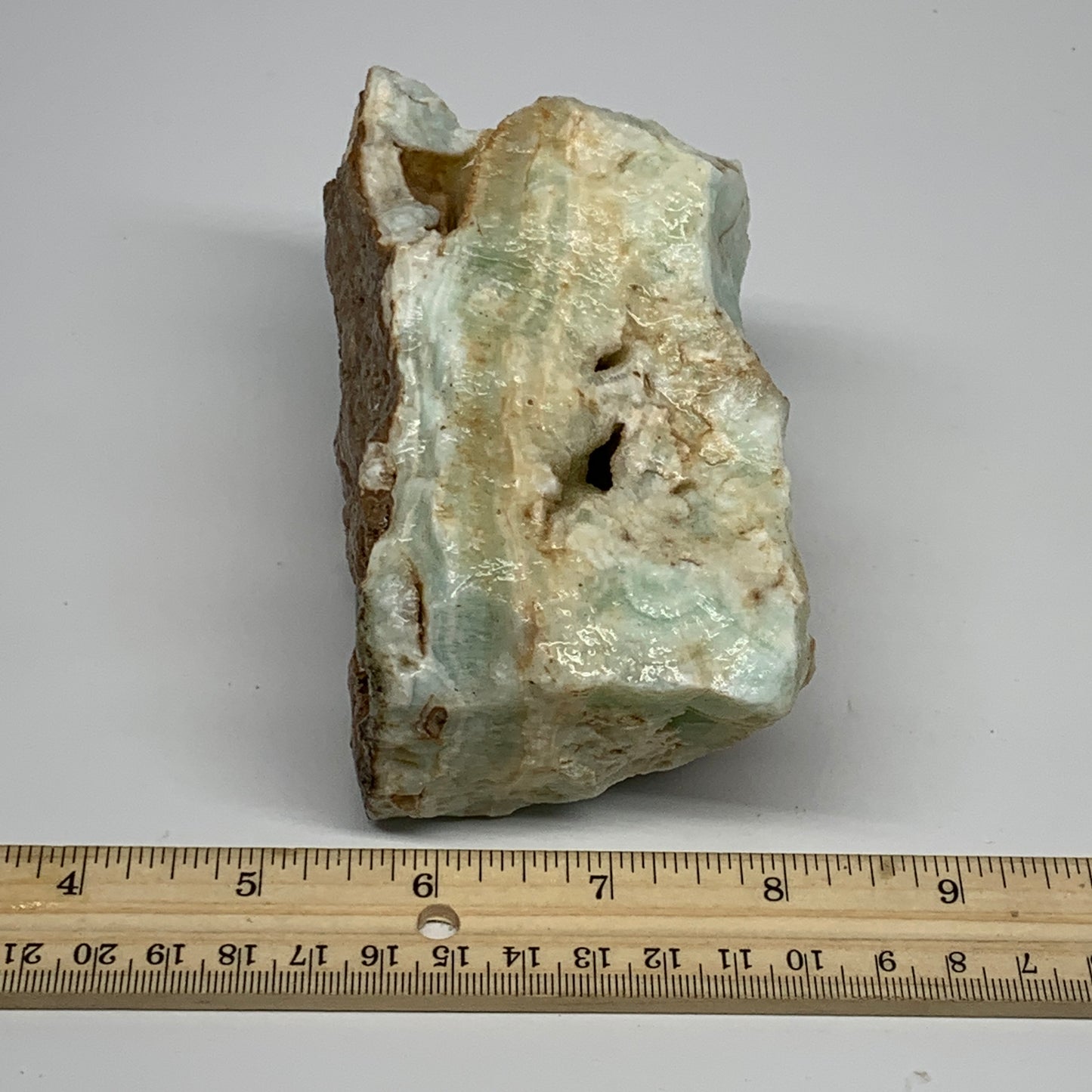 920g, 5.2"x2.7"x2.7", Rough Pistachio Calcite Chunk Mineral @Afghanistan, B24602