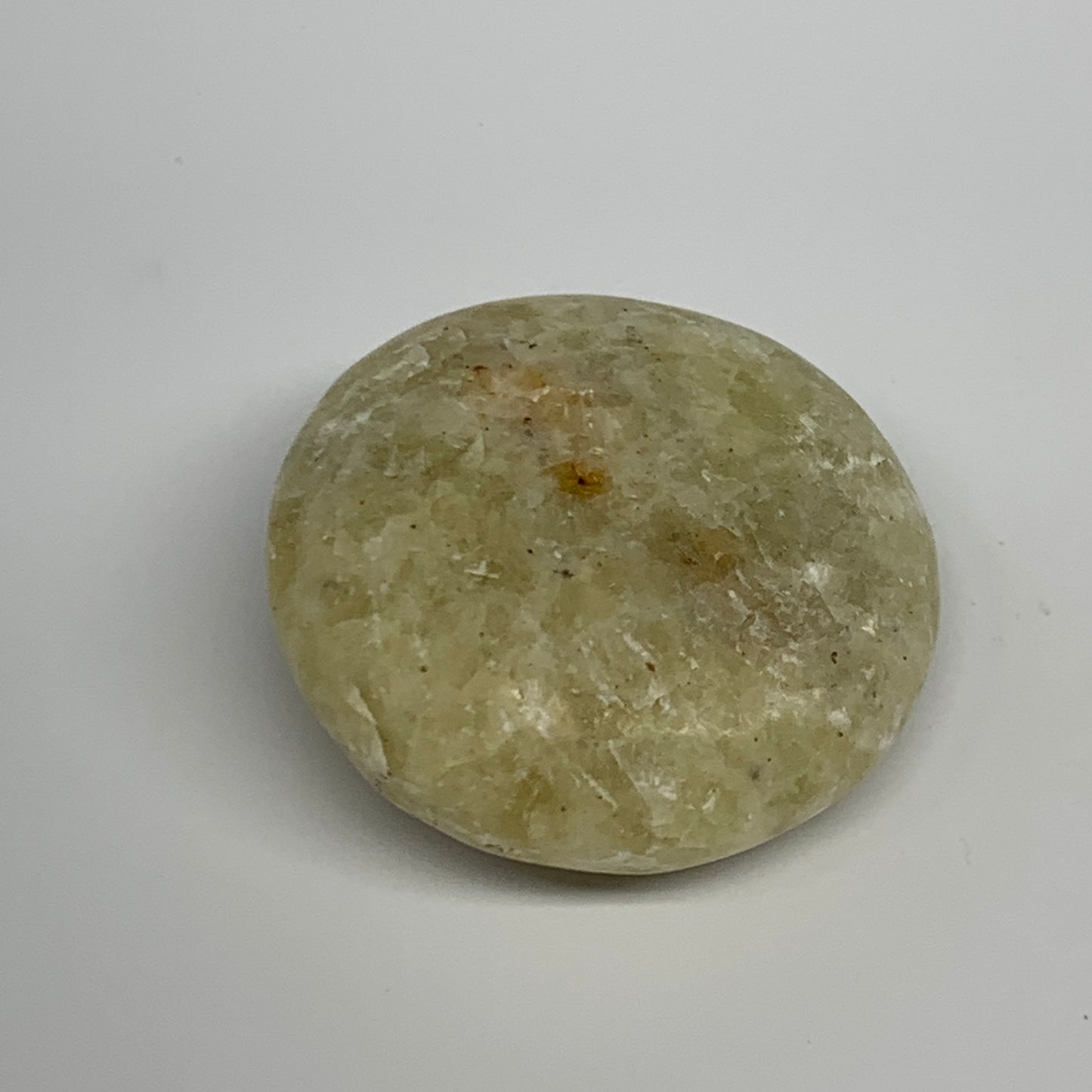71.6g, 1.8"x1.8"x0.9", Natural Yellow Calcite Palm-Stone Crystal Polished Reiki,