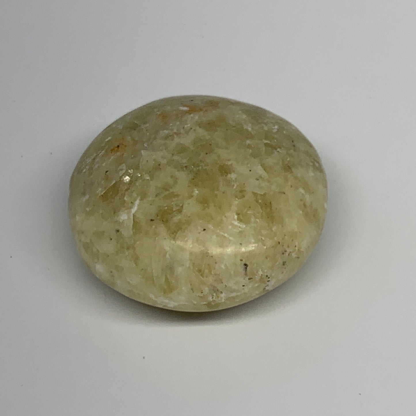 71.6g, 1.8"x1.8"x0.9", Natural Yellow Calcite Palm-Stone Crystal Polished Reiki,