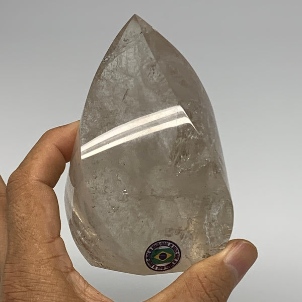 462.8g, 4"x2.4"x2.1", Natural Smoky Quartz Flame Polished Crystal @Brazil, B1914