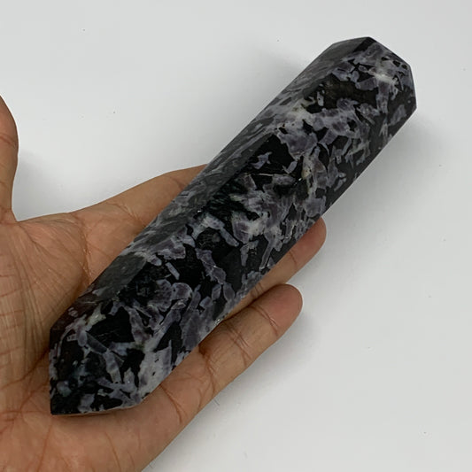 467g, 7.1" x 1.6" x 1.4" Indigo Gabro Merlinite Point Tower @Madagascar,B18359