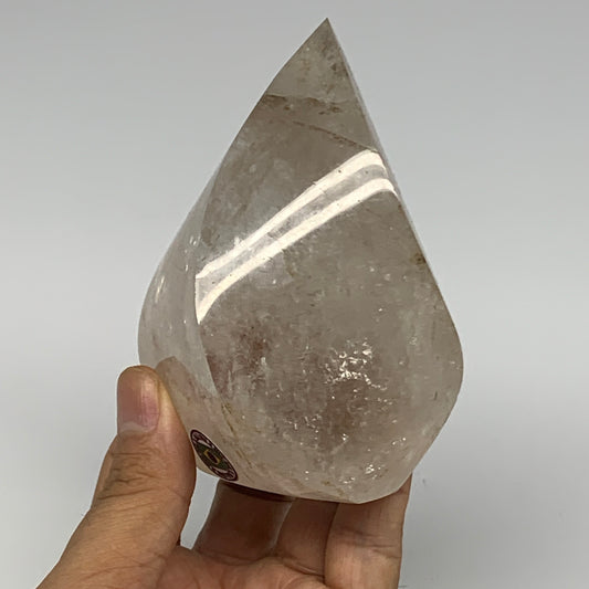437.1g, 3.9"x2.3"x2.1", Natural Quartz Flame Polished Crystal @Brazil, B19149