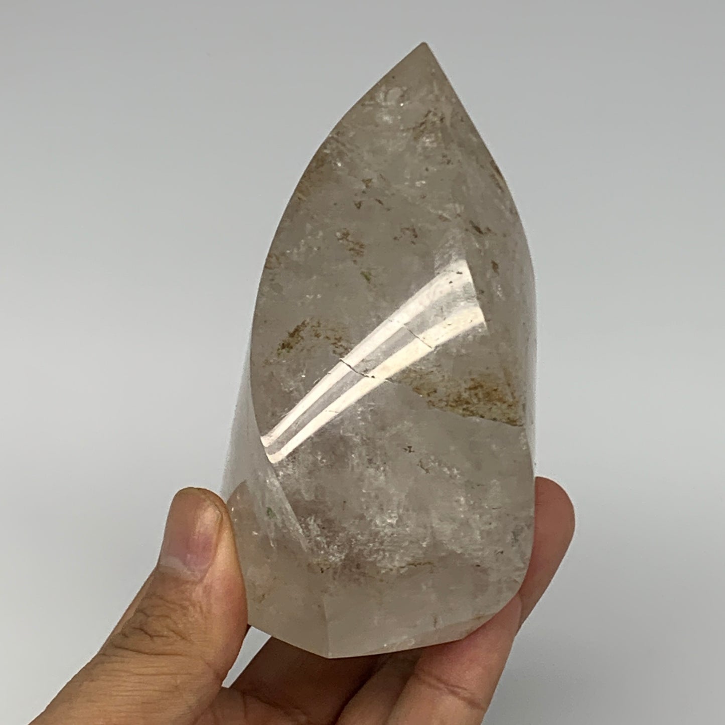 437.1g, 3.9"x2.3"x2.1", Natural Quartz Flame Polished Crystal @Brazil, B19149