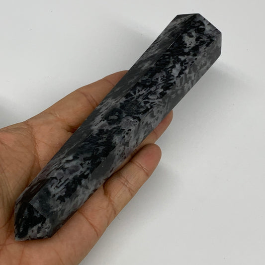347.3g, 6.9" x 1.5" x 1.3" Indigo Gabro Merlinite Point Tower @Madagascar,B18360