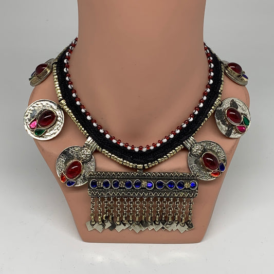 Kuchi Choker Necklace Afghan Ethnic Turkmen Tribal Red Carnelian, Coins Choker C