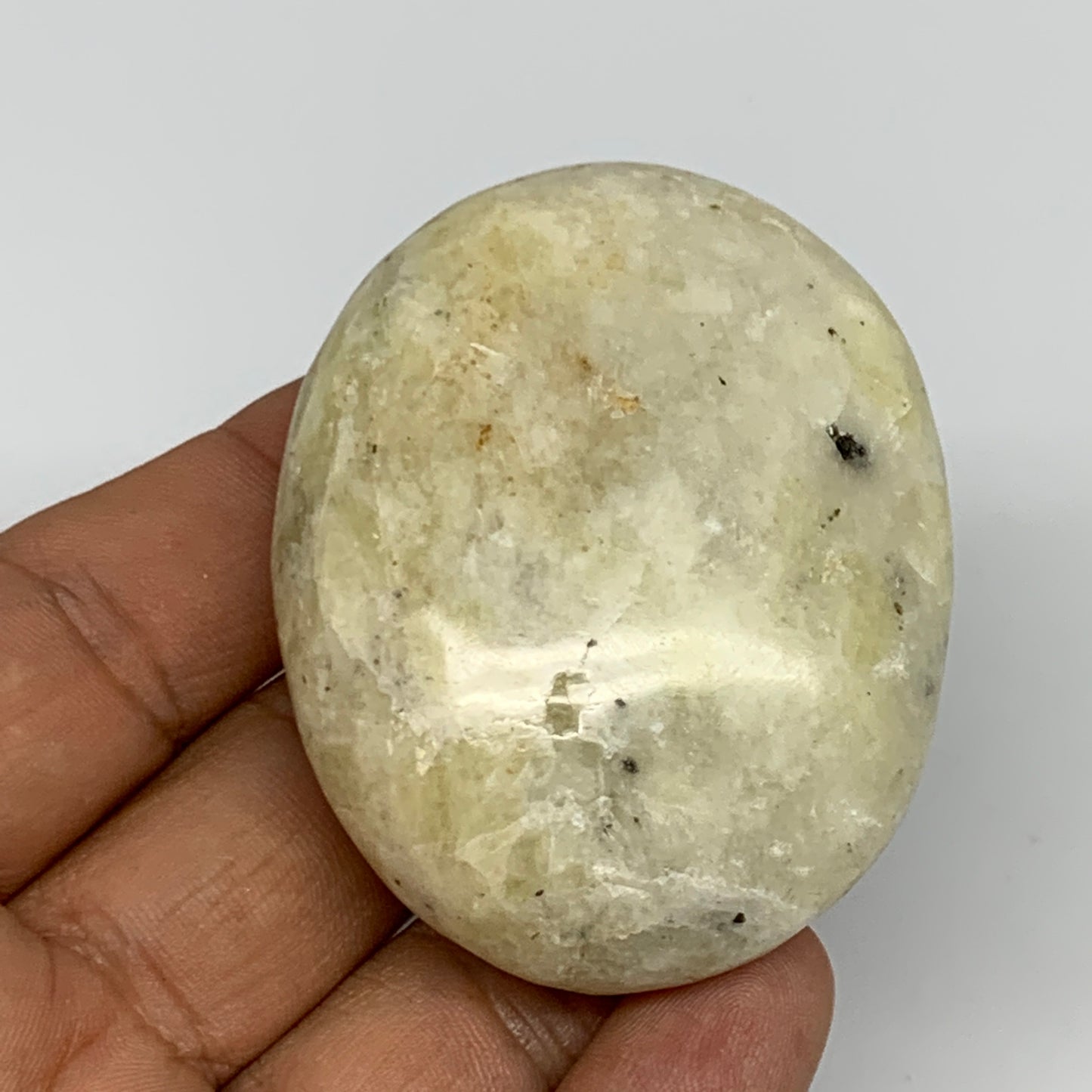 97.1g, 2.3"x1.8"x0.9", Natural Yellow Calcite Palm-Stone Crystal Polished Reiki,