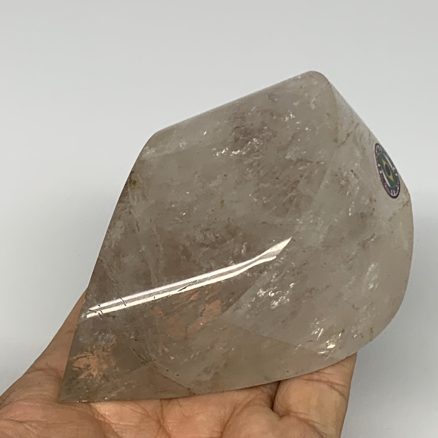 437.1g, 3.9"x2.3"x2.1", Natural Quartz Flame Polished Crystal @Brazil, B19149