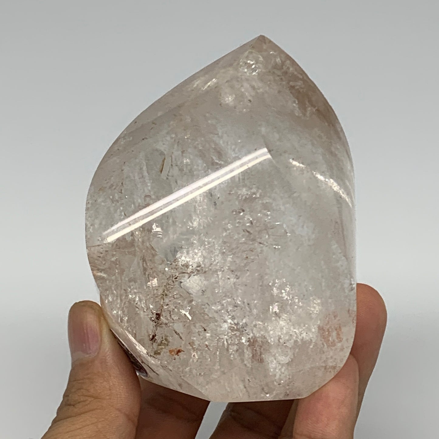 409.9g, 3.3"x2.5"x2.1", Natural Quartz Flame Polished Crystal @Brazil, B19150