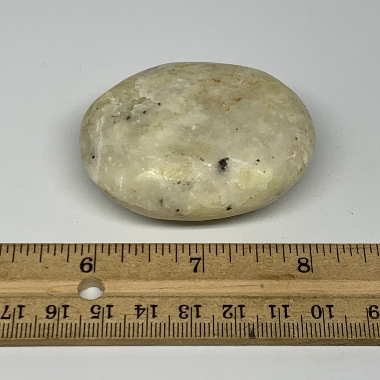 97.1g, 2.3"x1.8"x0.9", Natural Yellow Calcite Palm-Stone Crystal Polished Reiki,