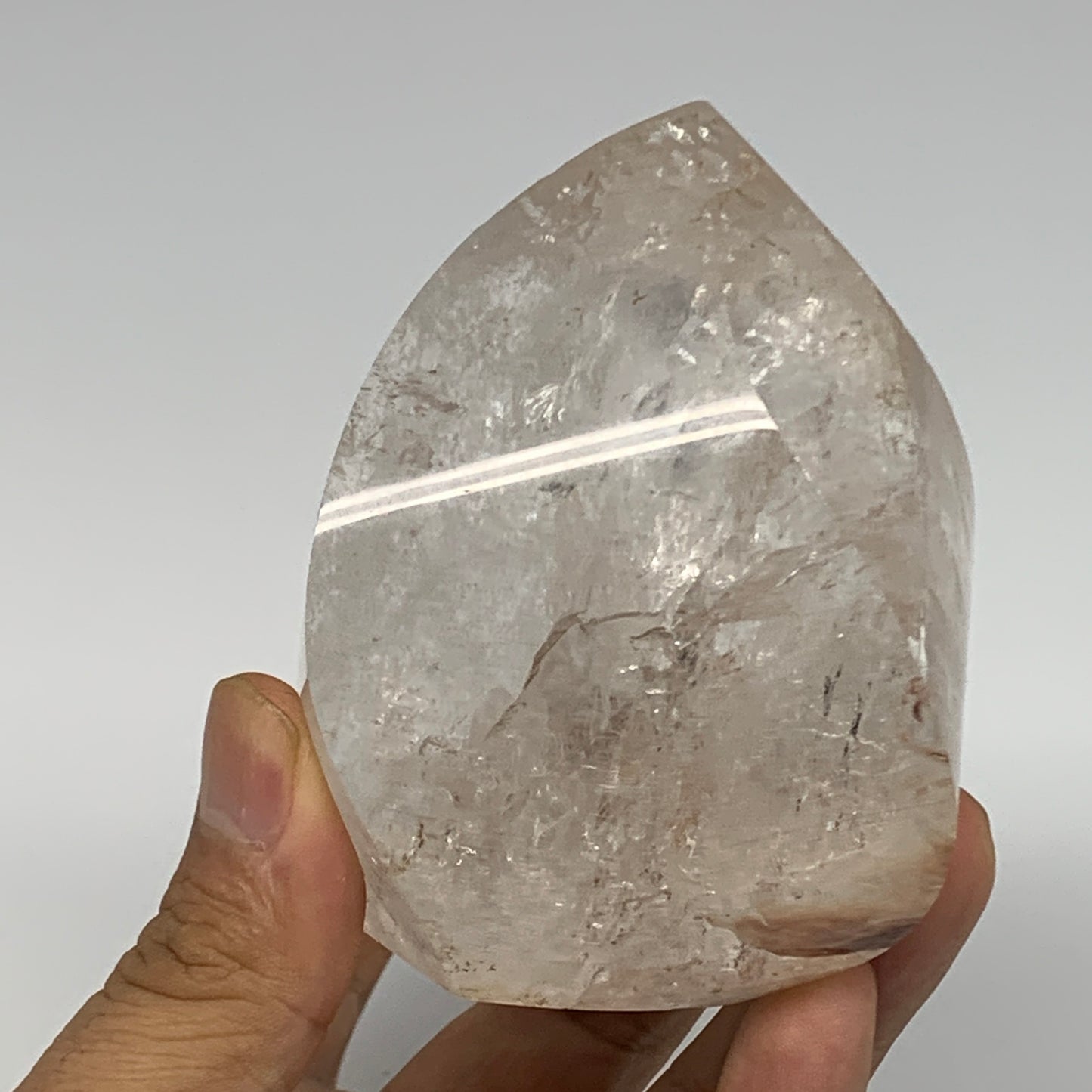 409.9g, 3.3"x2.5"x2.1", Natural Quartz Flame Polished Crystal @Brazil, B19150
