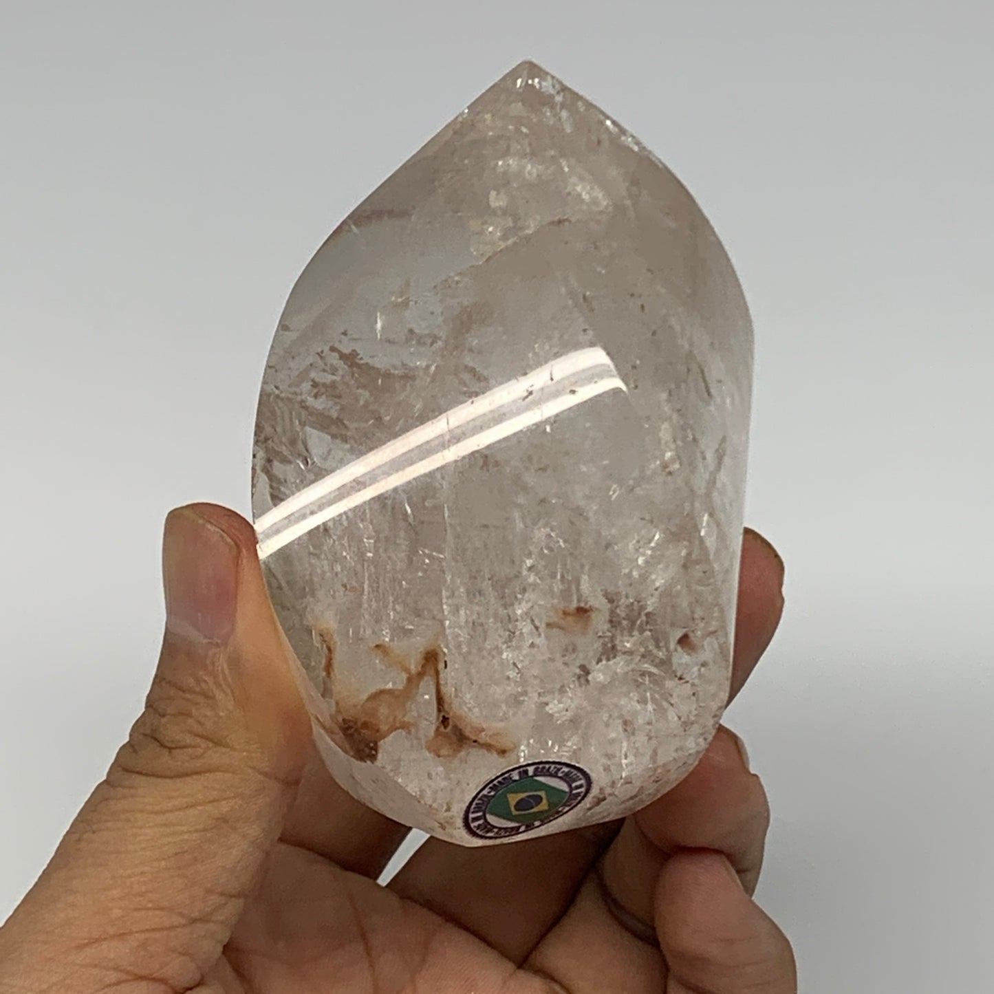 409.9g, 3.3"x2.5"x2.1", Natural Quartz Flame Polished Crystal @Brazil, B19150