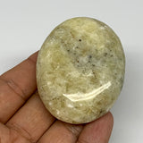 93.2g, 2.4"x1.9"x0.8", Natural Yellow Calcite Palm-Stone Crystal Polished Reiki,