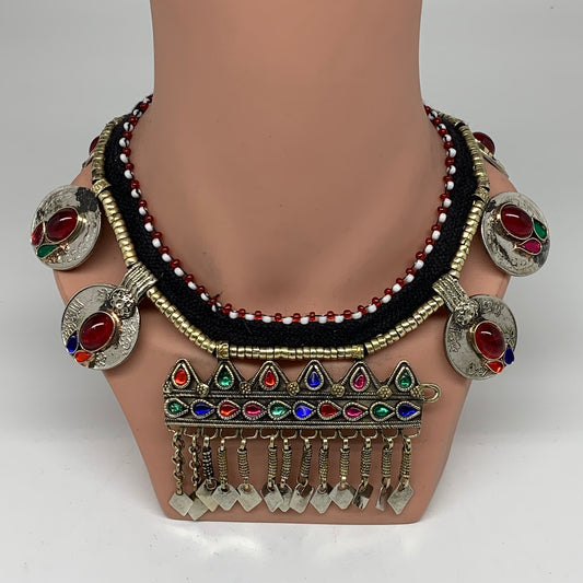 Kuchi Choker Necklace Afghan Ethnic Turkmen Tribal Red Carnelian, Coins Choker C
